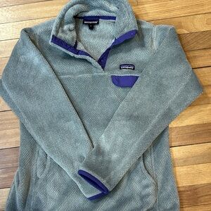 Patagonia Retool Snap-T Fleece Pullover Jacket Grey Purple Women’s Medium P2-15